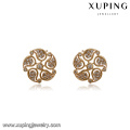 93327 Creative ladies jewelry simple design elegant stylish gemstone pave set golden stud earrings